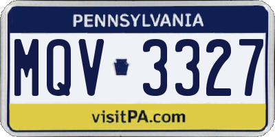 PA license plate MQV3327