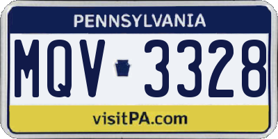 PA license plate MQV3328