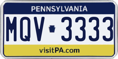 PA license plate MQV3333