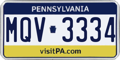 PA license plate MQV3334