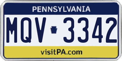 PA license plate MQV3342