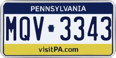 PA license plate MQV3343
