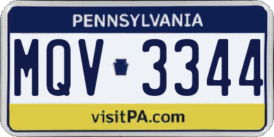 PA license plate MQV3344