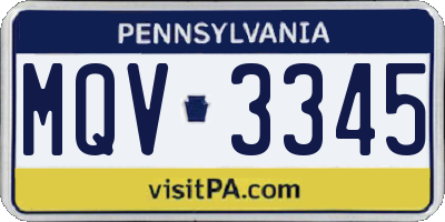 PA license plate MQV3345