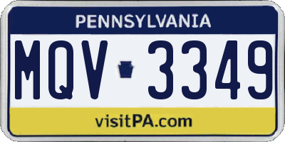 PA license plate MQV3349