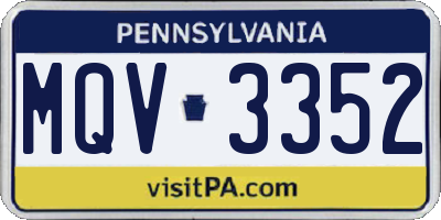 PA license plate MQV3352
