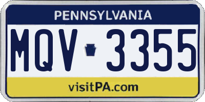 PA license plate MQV3355