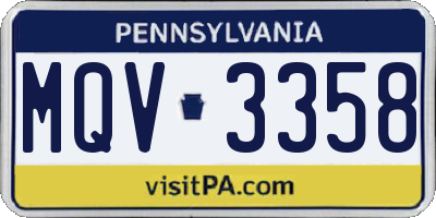 PA license plate MQV3358