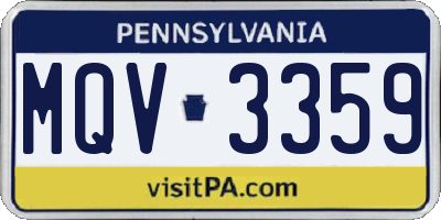 PA license plate MQV3359
