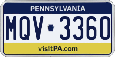 PA license plate MQV3360