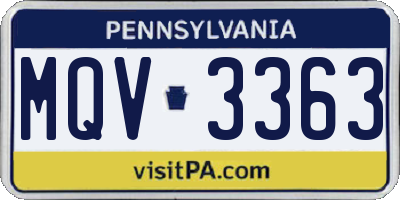 PA license plate MQV3363