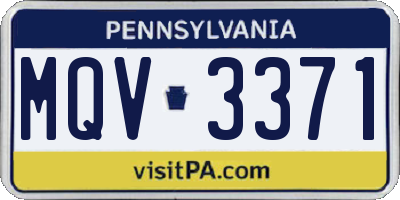 PA license plate MQV3371