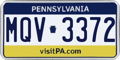 PA license plate MQV3372