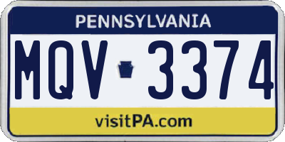PA license plate MQV3374