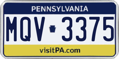 PA license plate MQV3375