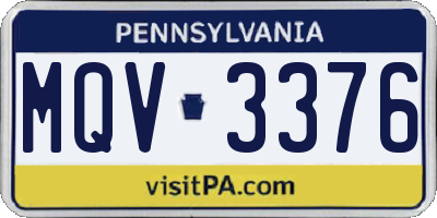 PA license plate MQV3376