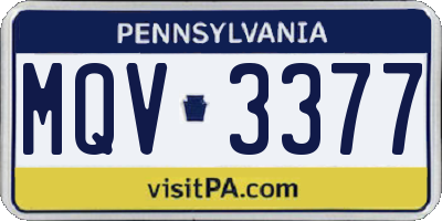 PA license plate MQV3377