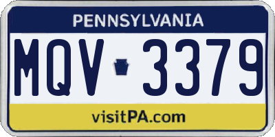 PA license plate MQV3379