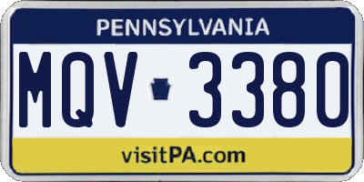 PA license plate MQV3380