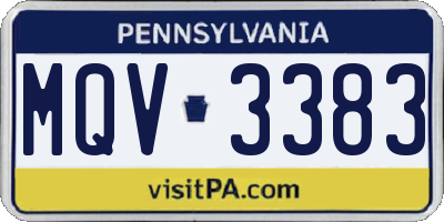 PA license plate MQV3383