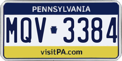 PA license plate MQV3384