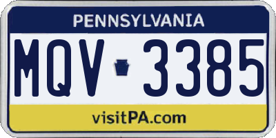 PA license plate MQV3385