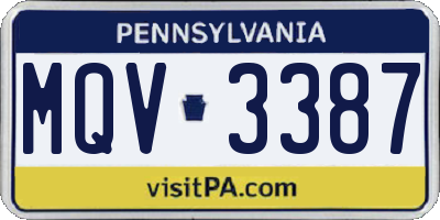 PA license plate MQV3387