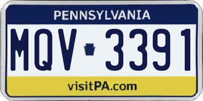 PA license plate MQV3391