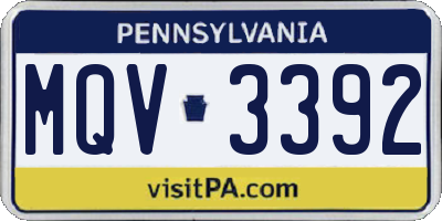 PA license plate MQV3392