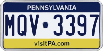 PA license plate MQV3397