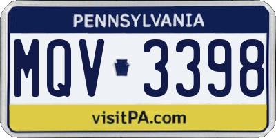 PA license plate MQV3398
