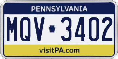 PA license plate MQV3402