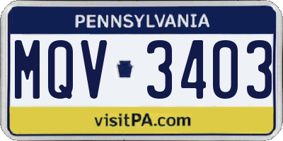 PA license plate MQV3403
