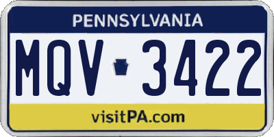 PA license plate MQV3422