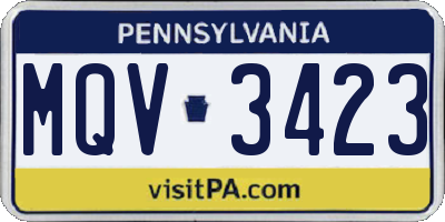 PA license plate MQV3423