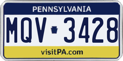 PA license plate MQV3428