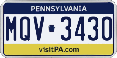PA license plate MQV3430