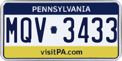 PA license plate MQV3433