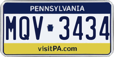 PA license plate MQV3434