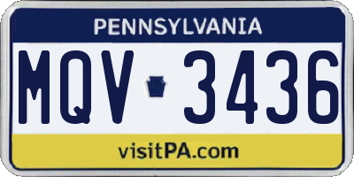 PA license plate MQV3436