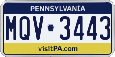 PA license plate MQV3443