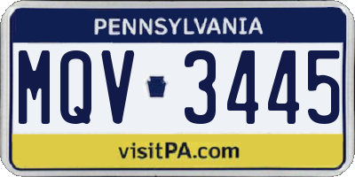 PA license plate MQV3445