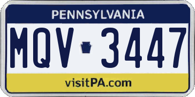 PA license plate MQV3447