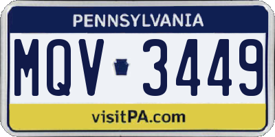 PA license plate MQV3449