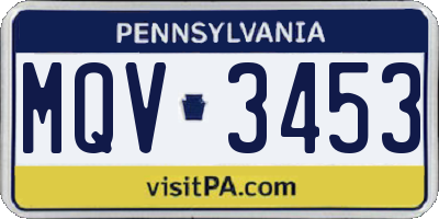 PA license plate MQV3453