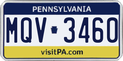 PA license plate MQV3460