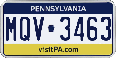 PA license plate MQV3463