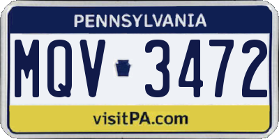 PA license plate MQV3472