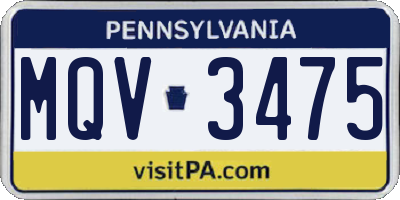 PA license plate MQV3475