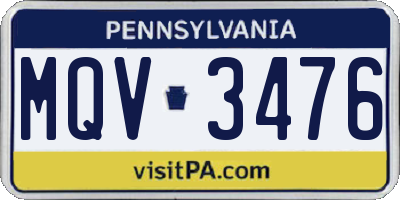 PA license plate MQV3476